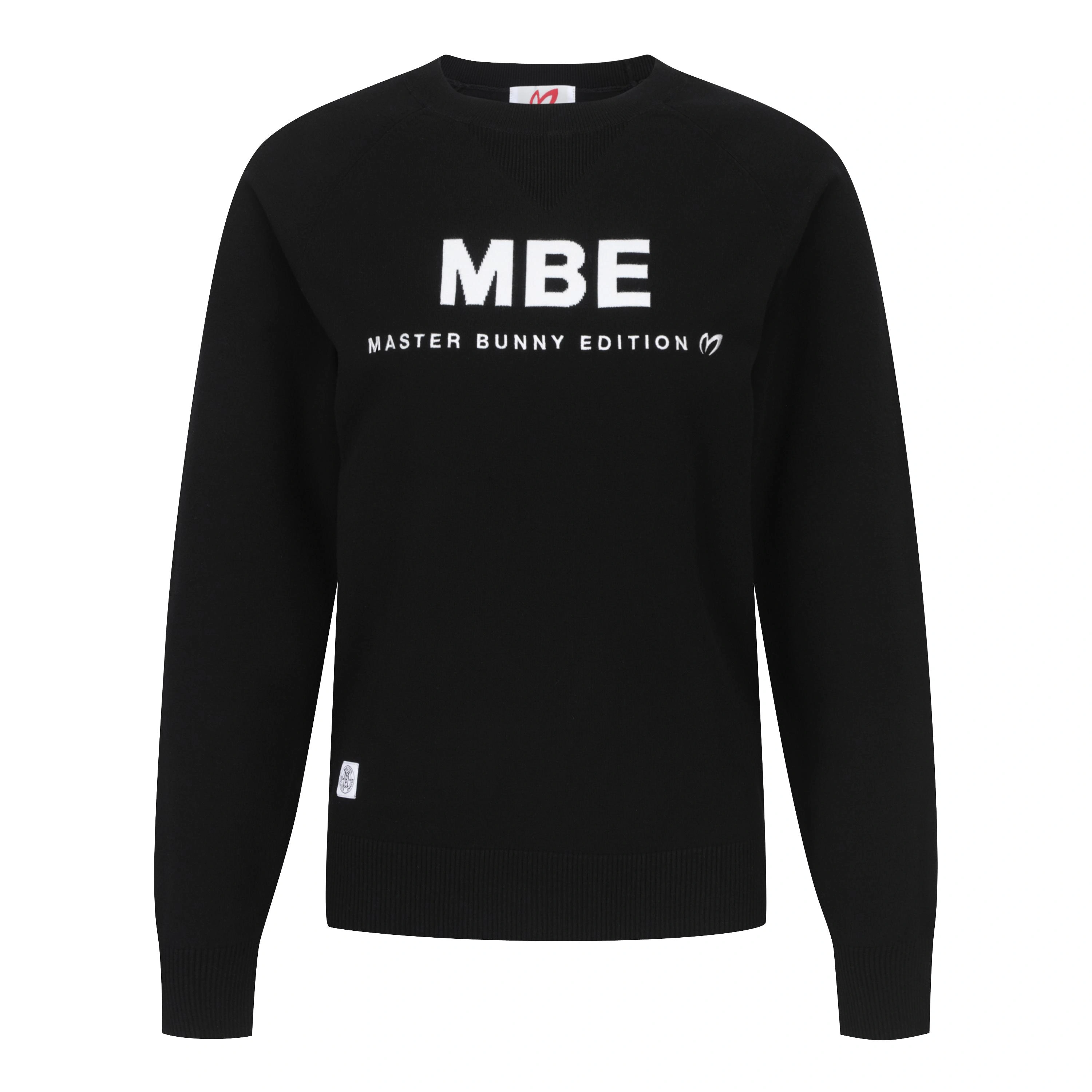 Áo knit golf nữ Master Bunny Edition màu đen có logo chữ nổi MBE trước ngực