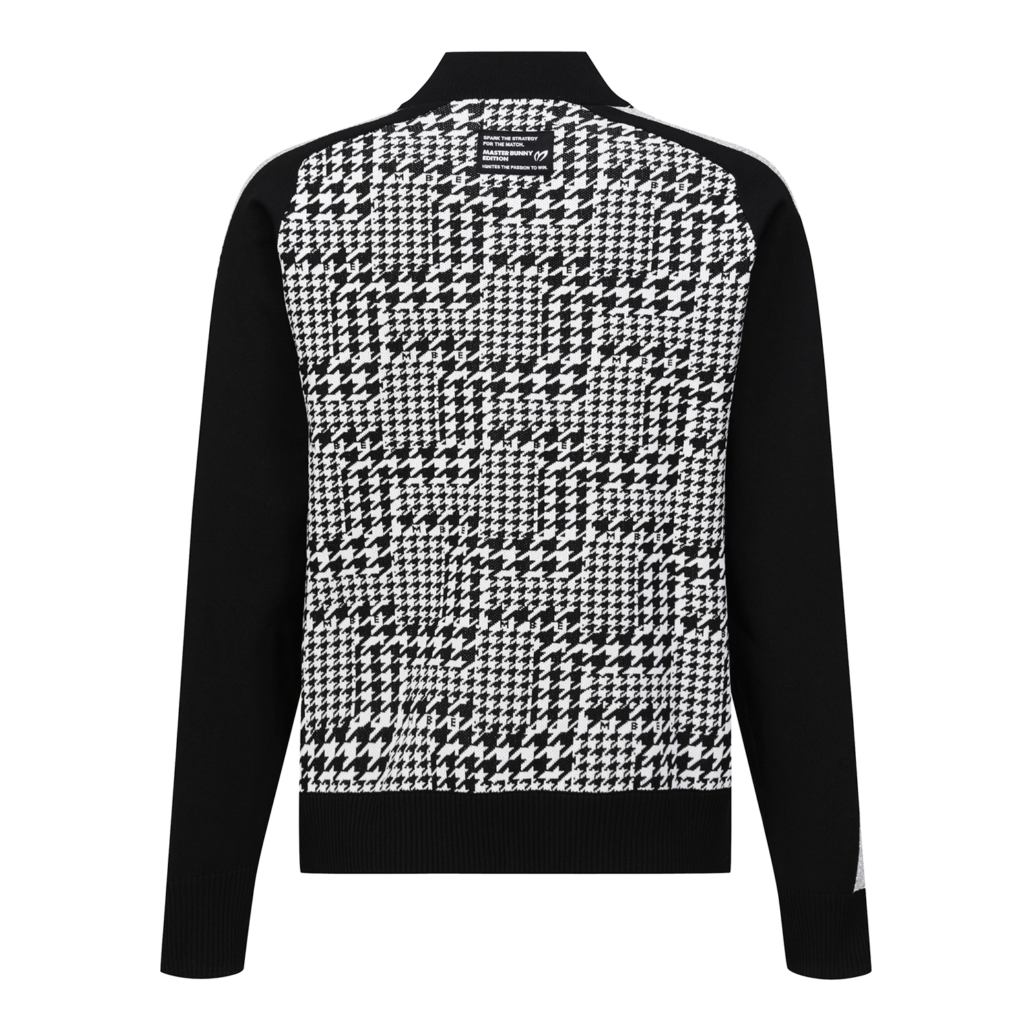 Áo knit golf nữ họa tiết pied-de-poule đen trắng — ảnh 2