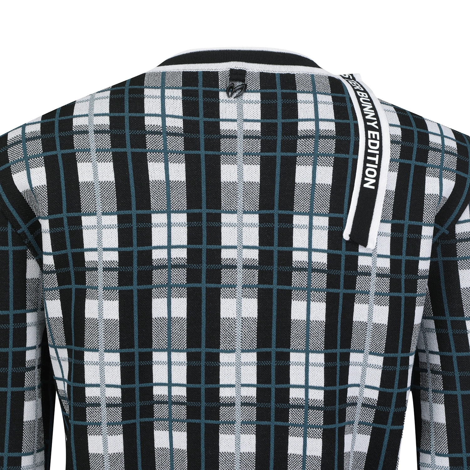 Áo len knit golf nữ họa tiết caro phối viền đen trắng — ảnh 5