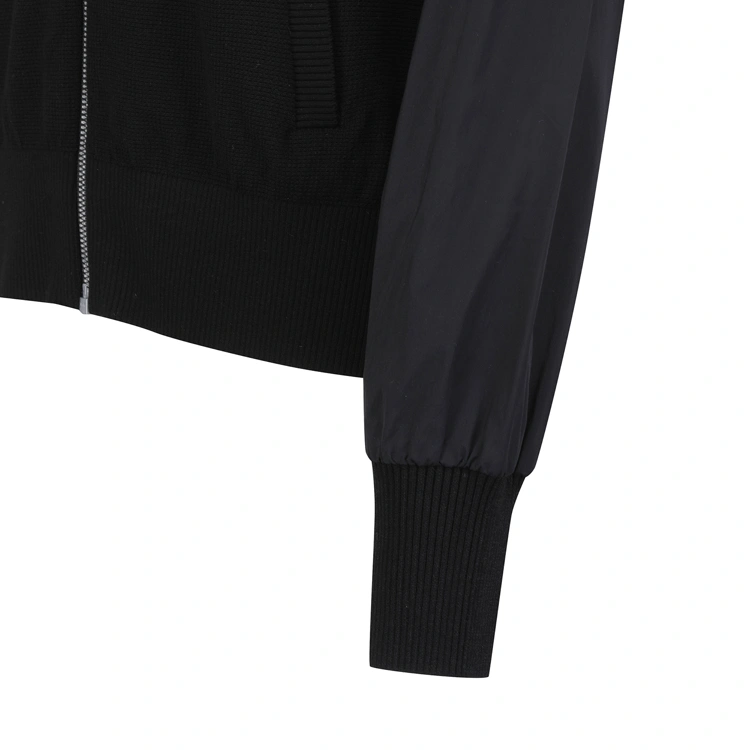 Áo knit golf nữ tay dài cổ trụ kéo khóa màu đen — ảnh 4