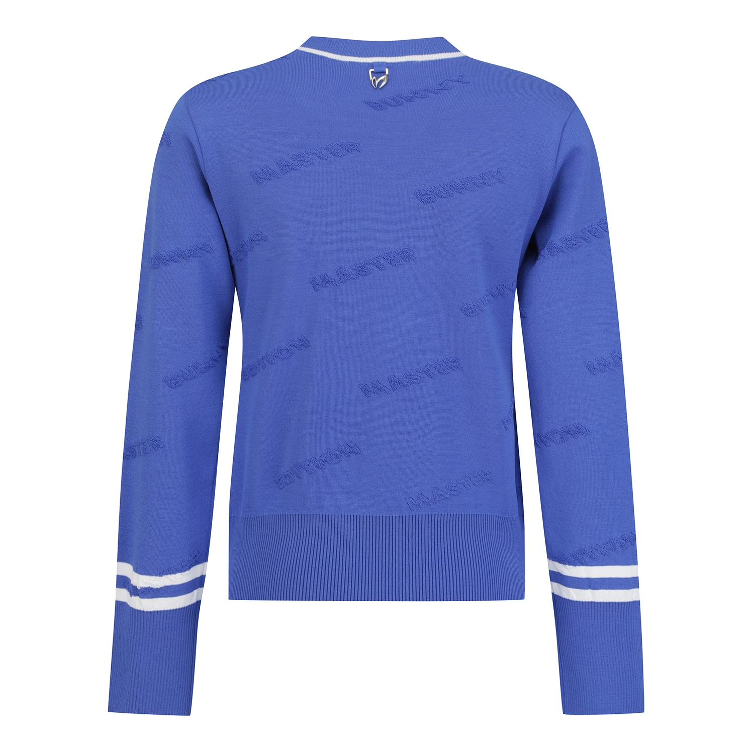 Áo knit golf nữ cổ tròn viền trắng màu xanh dương — ảnh 2