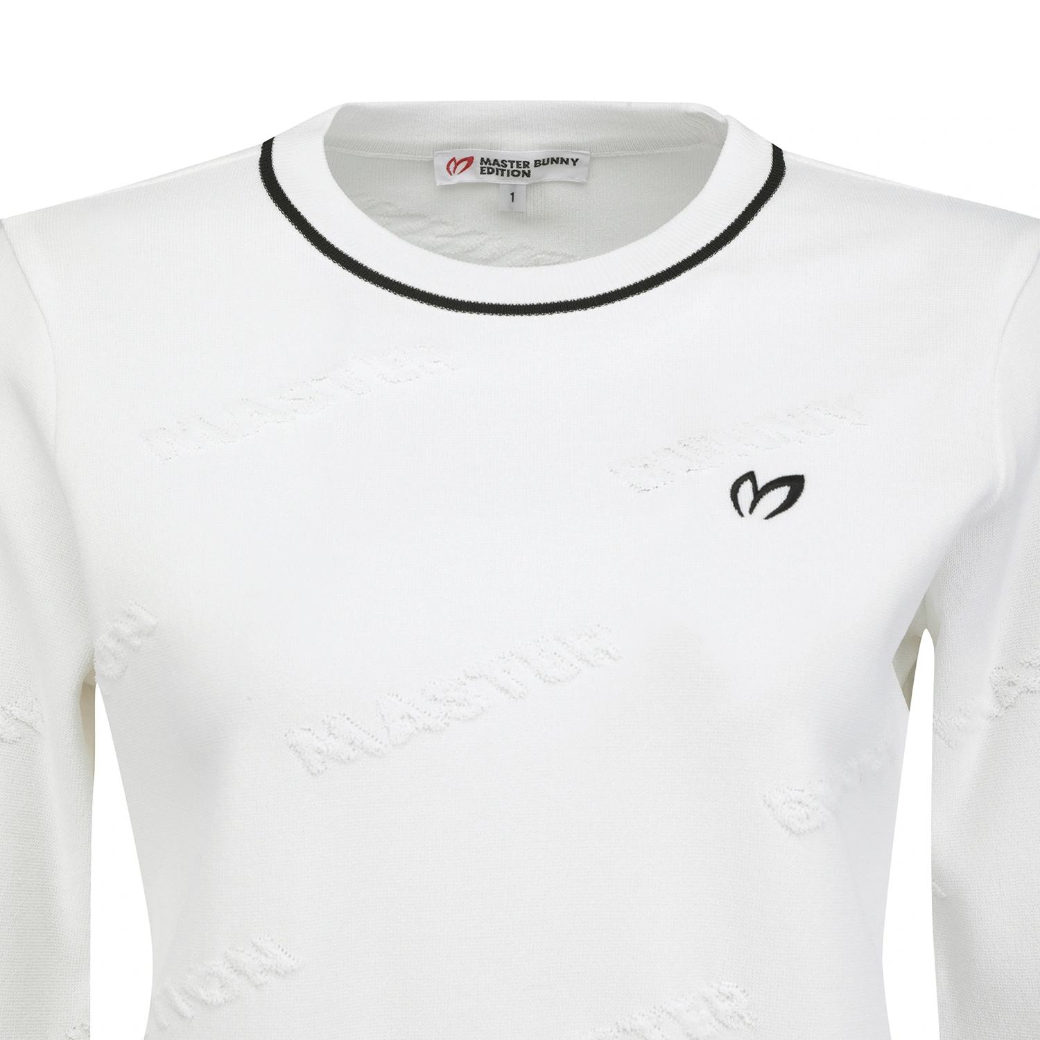 Áo knit golf nữ cổ tròn tay dài viền đen màu ngà — ảnh 3