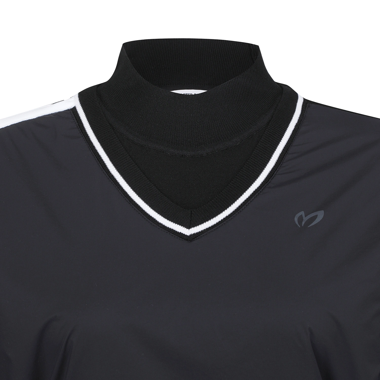 Áo knit golf nữ cổ lọ phối viền trắng màu đen — ảnh 3