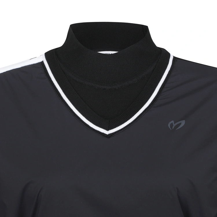 Áo knit golf nữ cổ lọ phối viền trắng màu đen — ảnh 3
