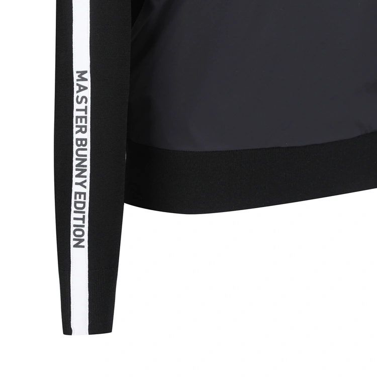 Áo knit golf nữ cổ lọ phối viền trắng màu đen — ảnh 4