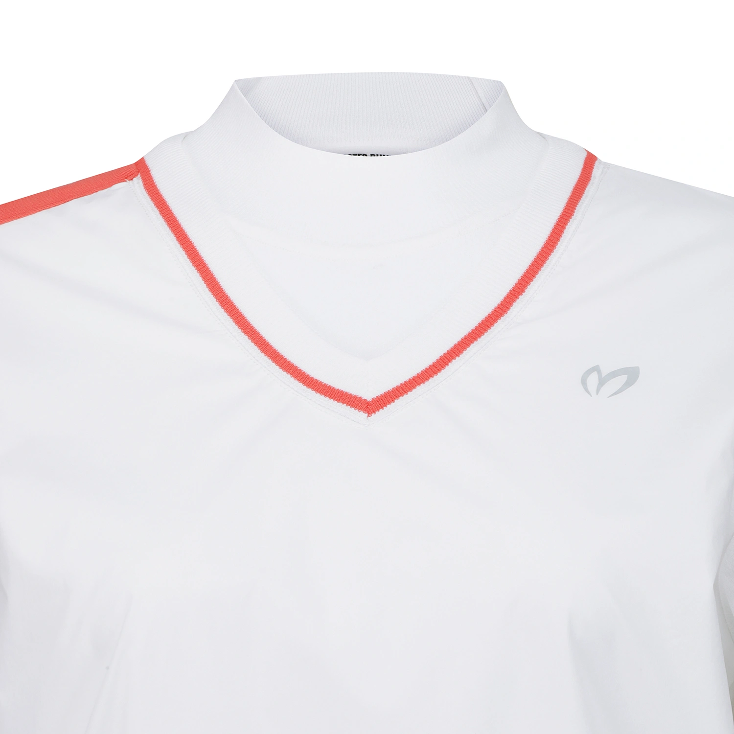 Áo knit golf nữ cổ V phối viền đỏ trắng — ảnh 3