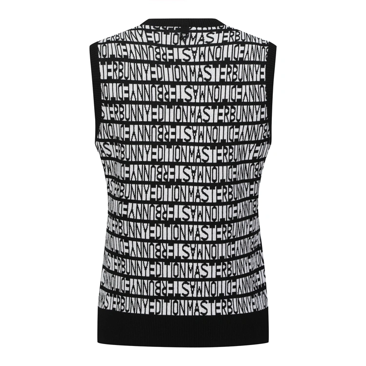 Áo vest golf nữ họa tiết chữ phối viền đen — ảnh 2