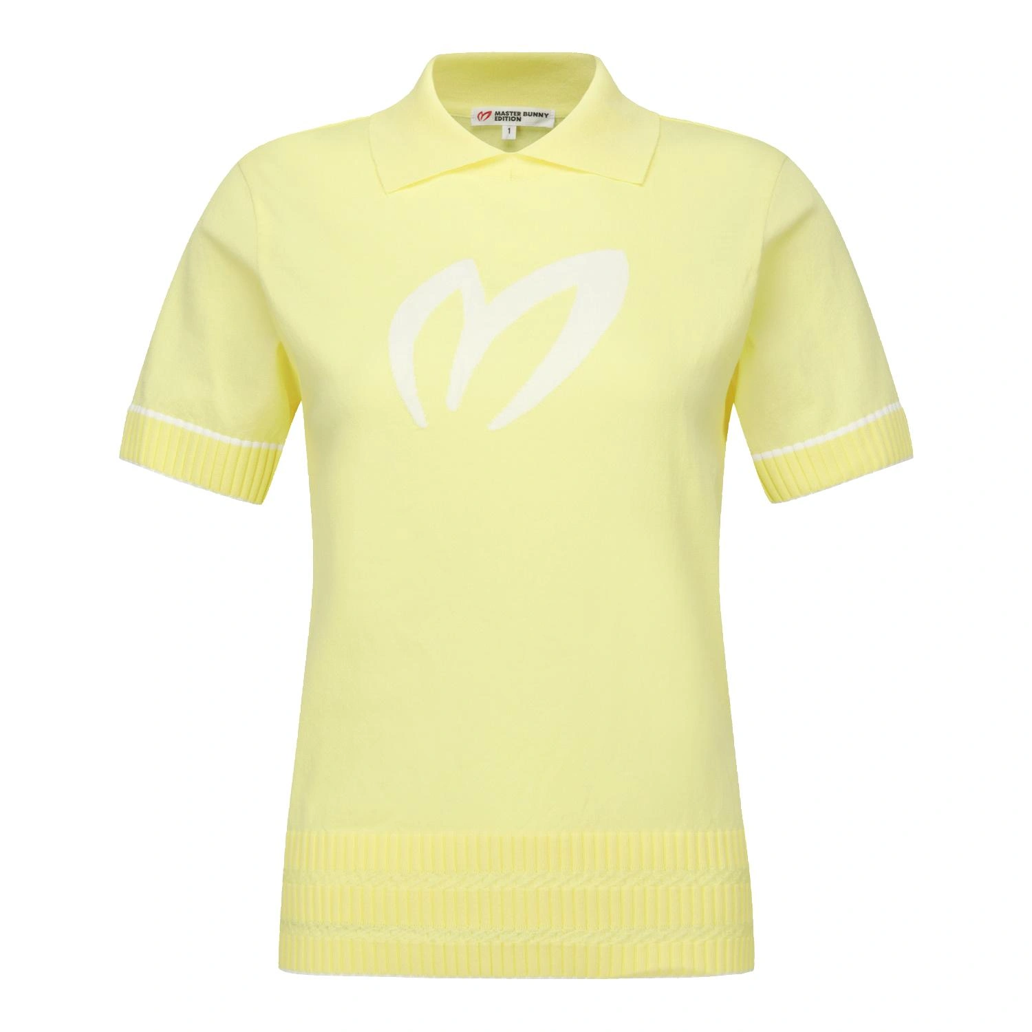 Áo knit golf nữ cổ bẻ tay ngắn màu vàng — ảnh 2