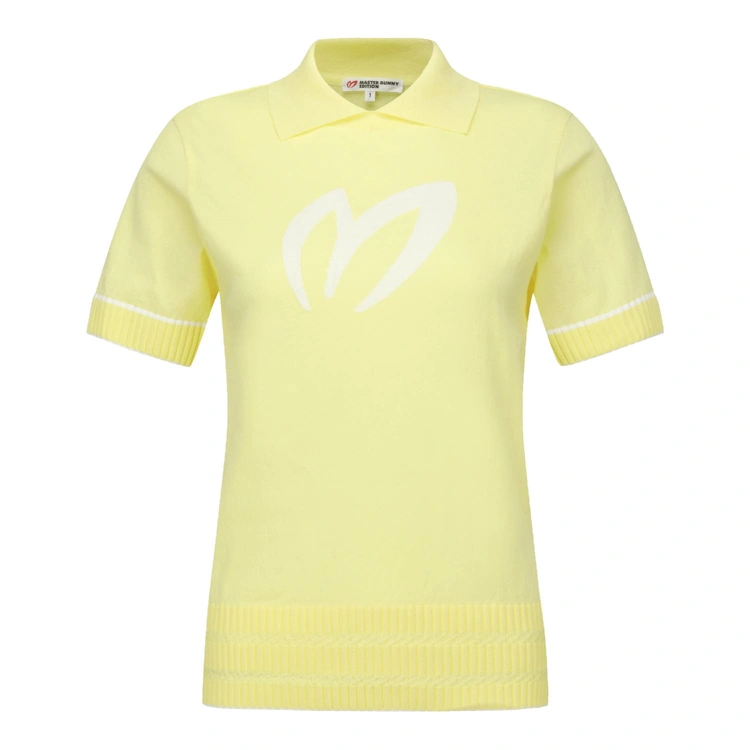 Áo knit golf nữ cổ bẻ tay ngắn màu vàng — ảnh 2