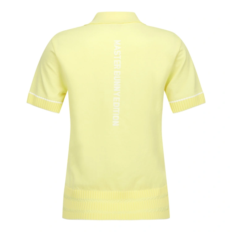 Áo knit golf nữ cổ bẻ tay ngắn màu vàng — ảnh 3