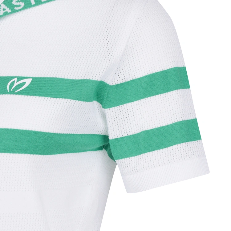 Áo knit golf nữ cổ V phối viền xanh lá trắng — ảnh 4
