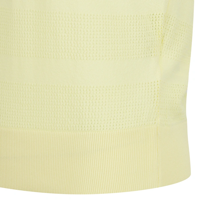 Áo knit golf nữ tay ngắn cổ V sọc trắng vàng — ảnh 5