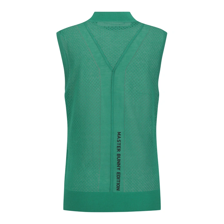 Áo vest golf nữ không tay cổ cao màu xanh lá — ảnh 2