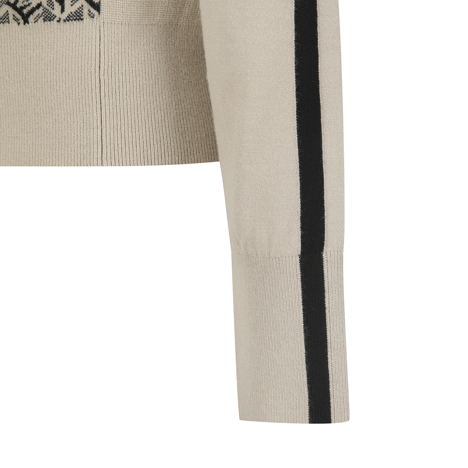 Áo knit golf nữ cổ đứng họa tiết Monogram màu be — ảnh 4