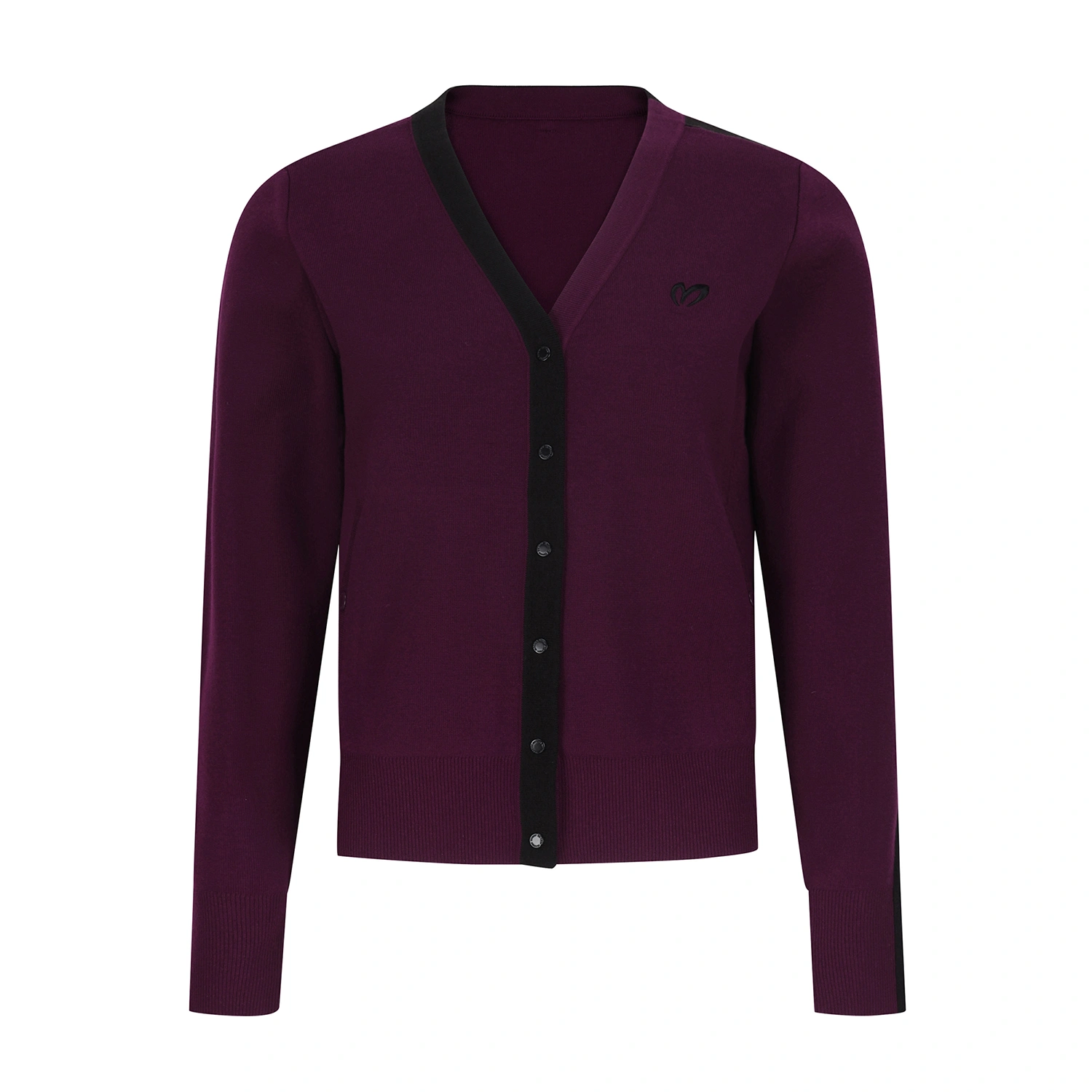 Áo knit golf nữ cổ V viền đen màu tím — ảnh 2