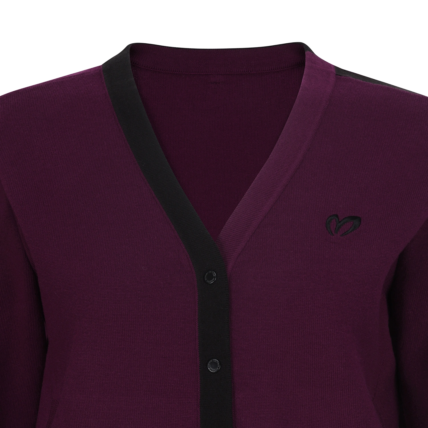 Áo knit golf nữ cổ V viền đen màu tím — ảnh 4