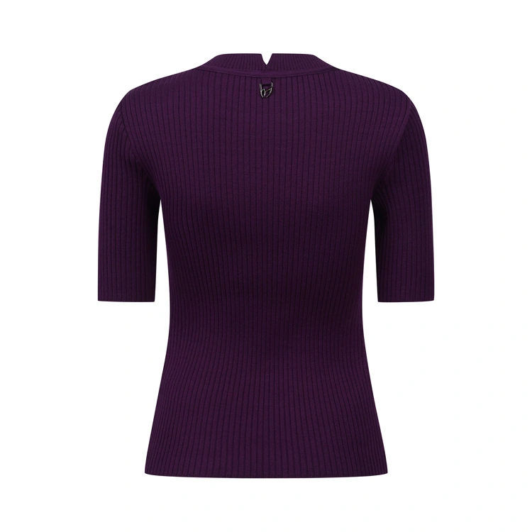 Áo knit golf nữ tay lỡ cổ tròn màu tím — ảnh 2