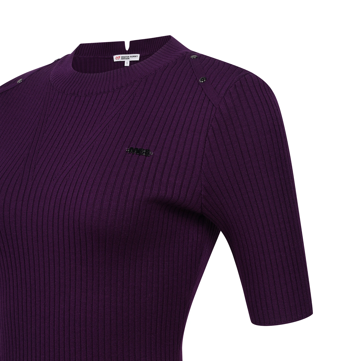 Áo knit golf nữ tay lỡ cổ tròn màu tím — ảnh 4