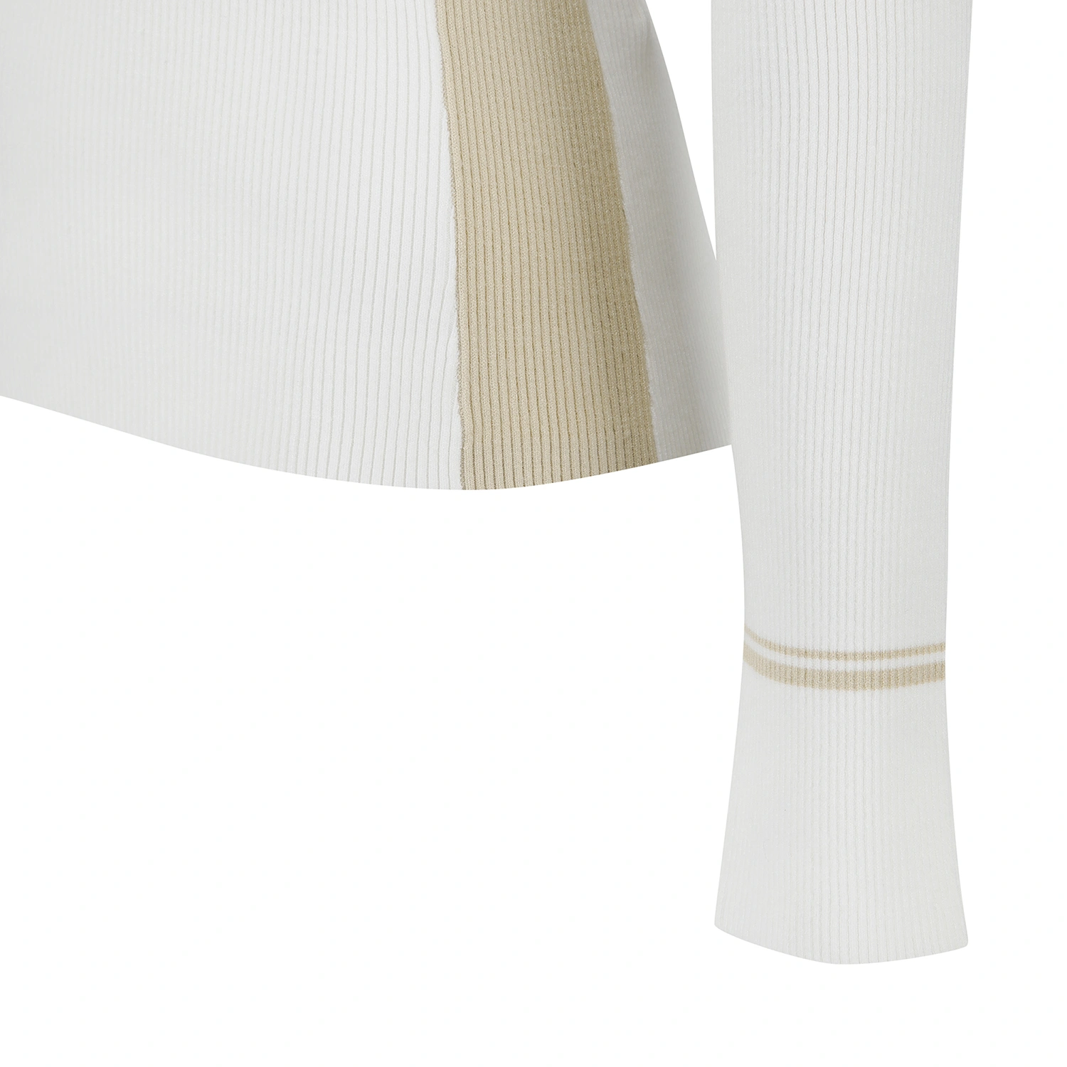 Áo knit golf nữ cổ zip phối màu ngà — ảnh 5
