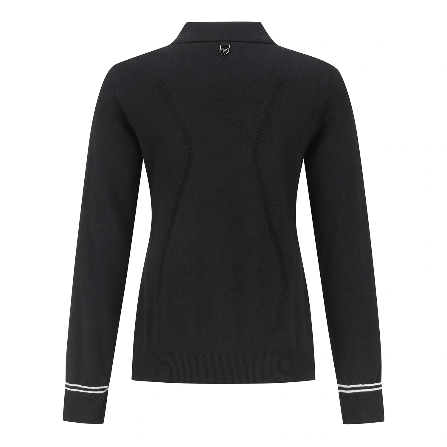 Áo knit golf nữ cổ bẻ họa tiết logo màu đen — ảnh 3