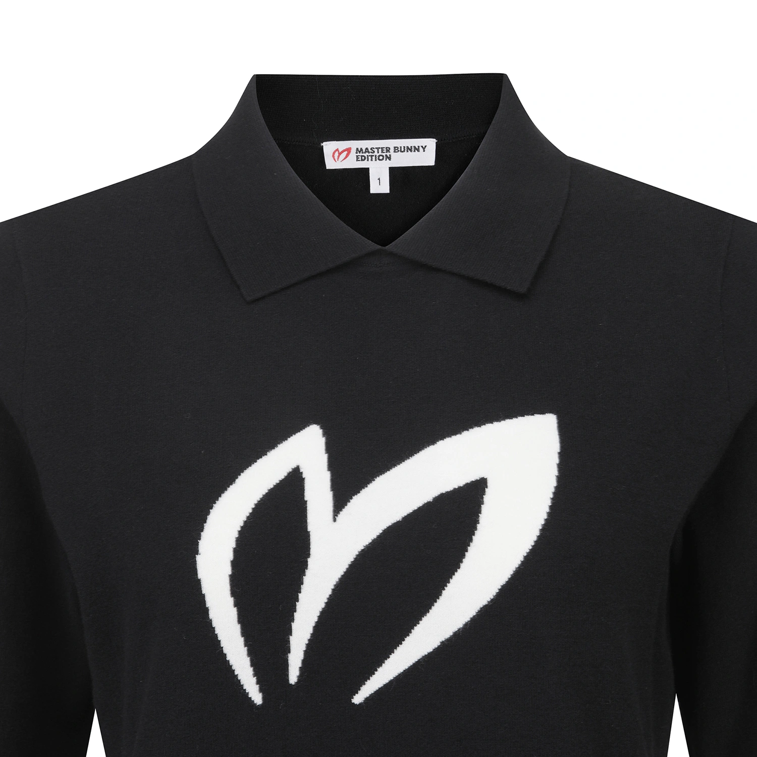 Áo knit golf nữ cổ bẻ họa tiết logo màu đen — ảnh 4