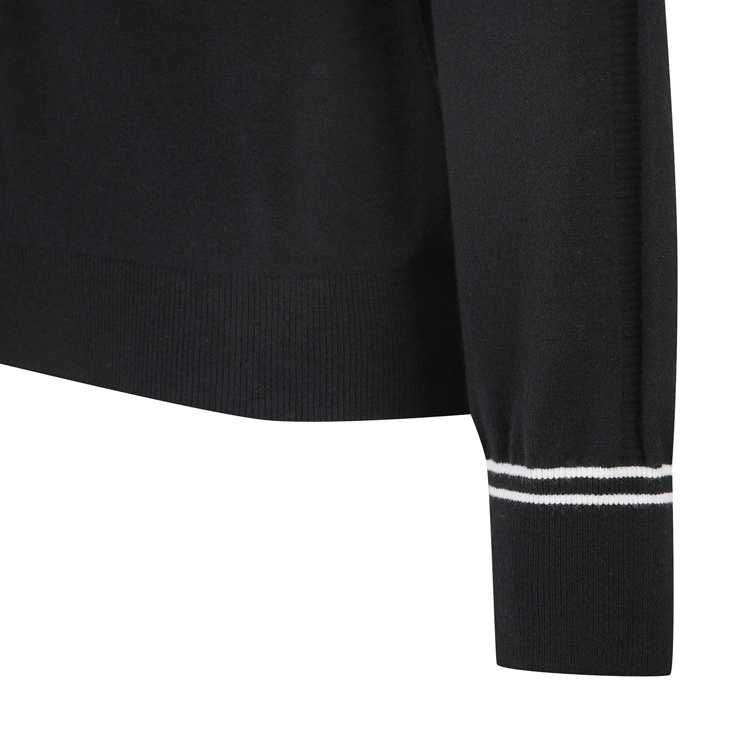 Áo knit golf nữ cổ bẻ họa tiết logo màu đen — ảnh 5