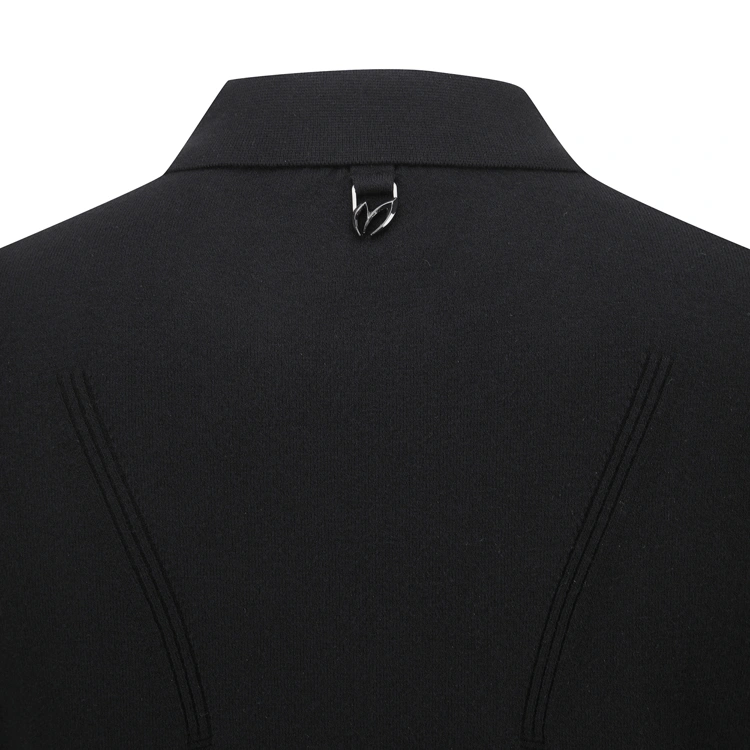 Áo knit golf nữ cổ bẻ họa tiết logo màu đen — ảnh 6