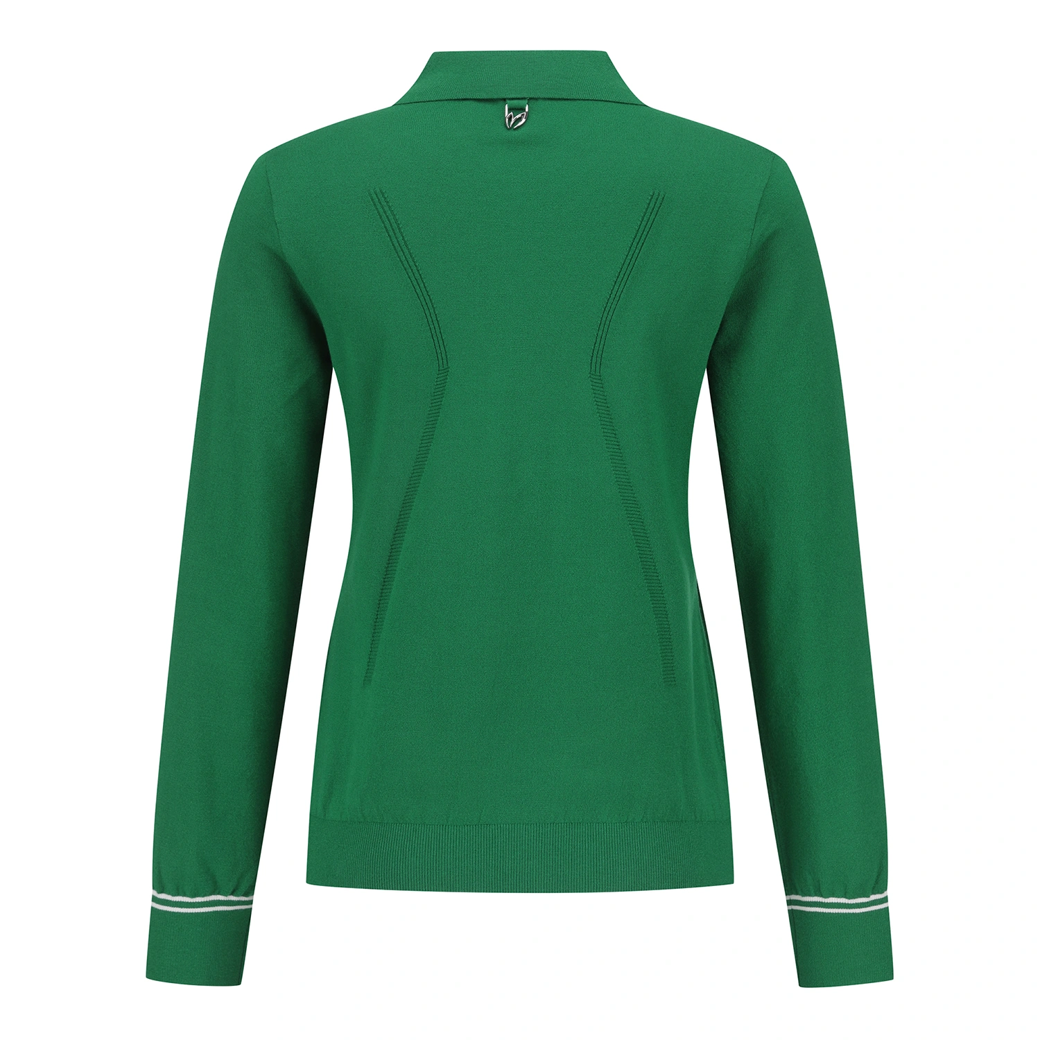 Áo knit golf nữ cổ bẻ tay dài màu xanh lá — ảnh 2