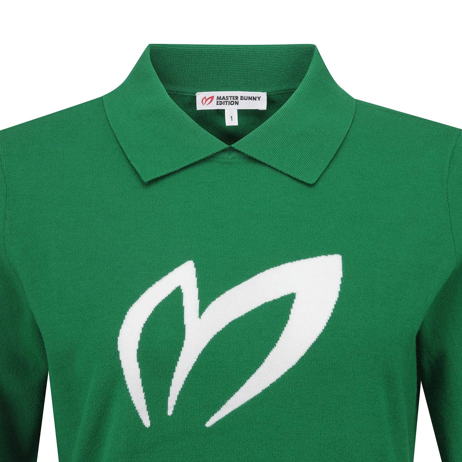 Áo knit golf nữ cổ bẻ tay dài màu xanh lá — ảnh 3
