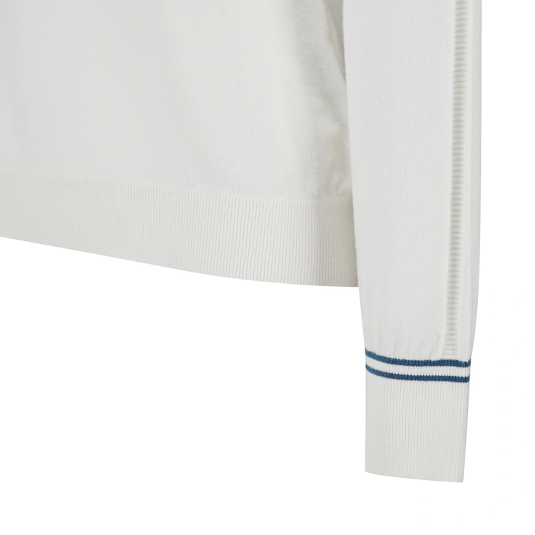 Áo knit golf nữ cổ bẻ tay dài màu ngà — ảnh 4