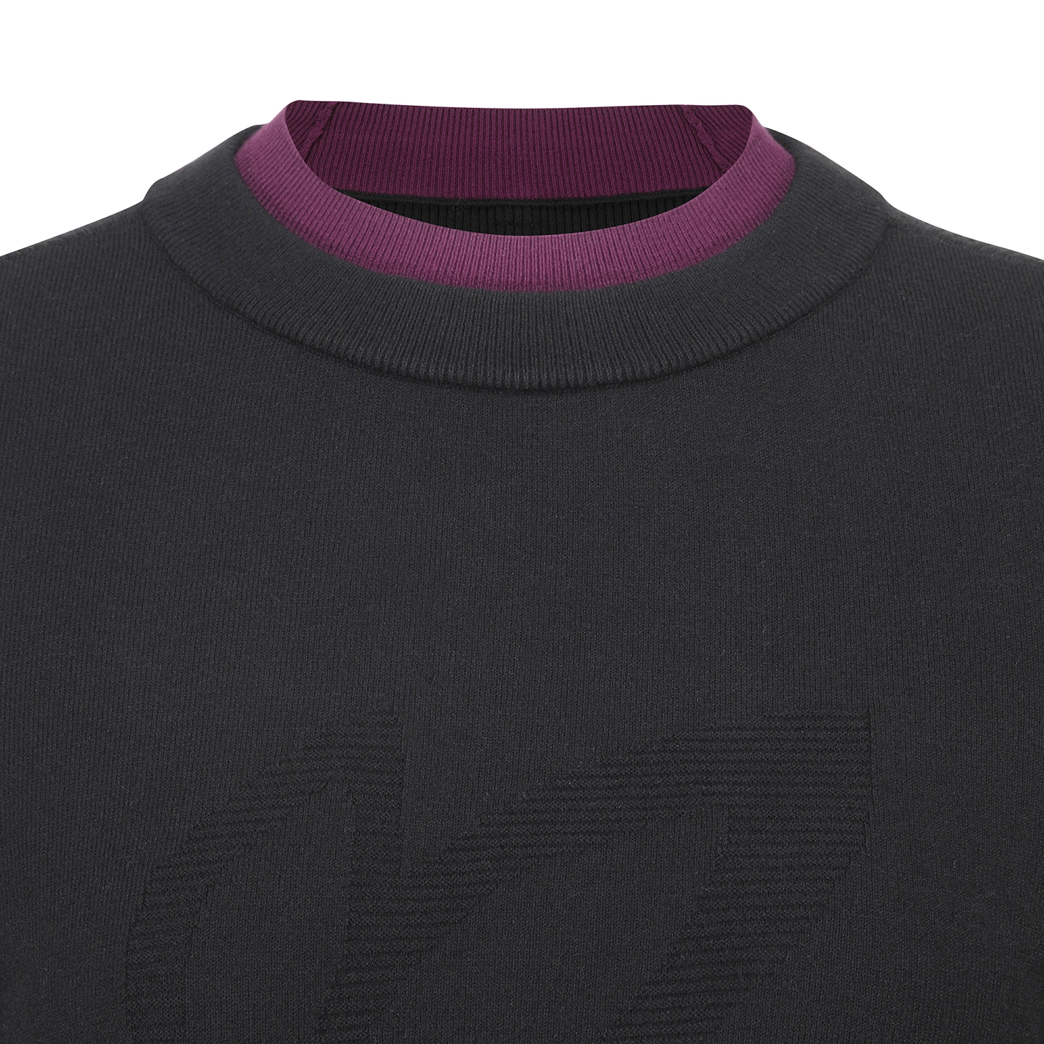 Áo knit golf nữ tay dài viền kẻ màu đen — ảnh 4