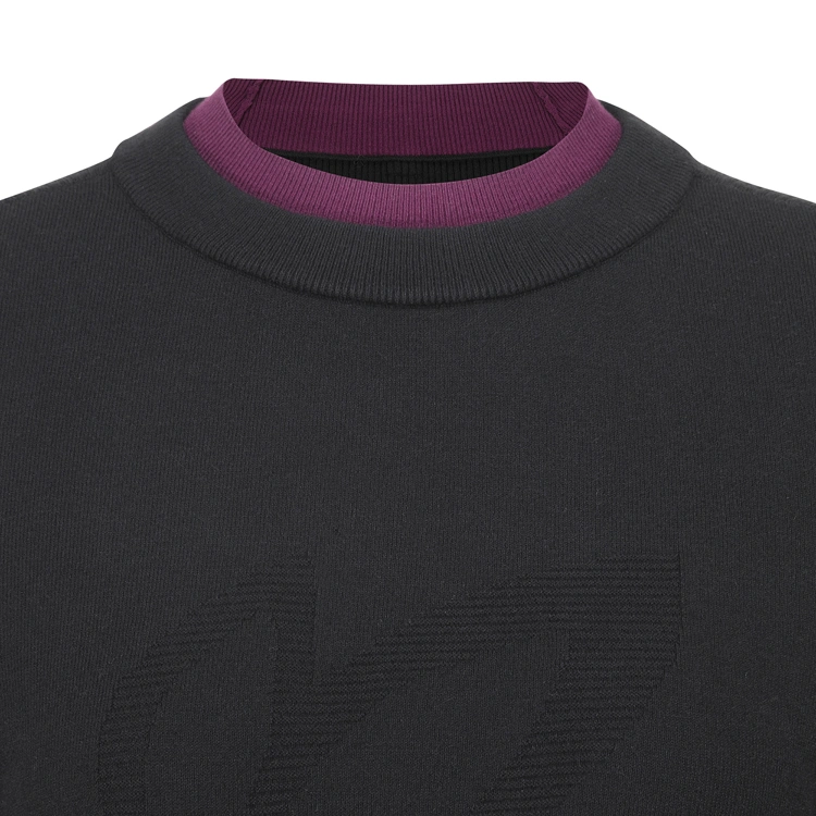 Áo knit golf nữ tay dài viền kẻ màu đen — ảnh 4
