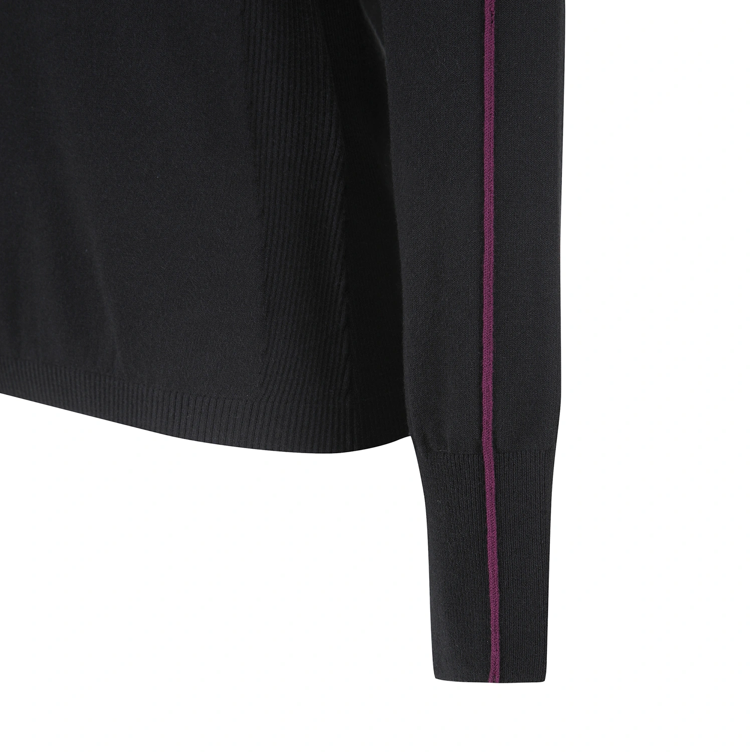 Áo knit golf nữ tay dài viền kẻ màu đen — ảnh 5