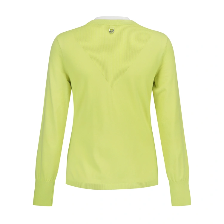 Áo knit golf nữ tay dài viền trắng màu xanh chanh — ảnh 2