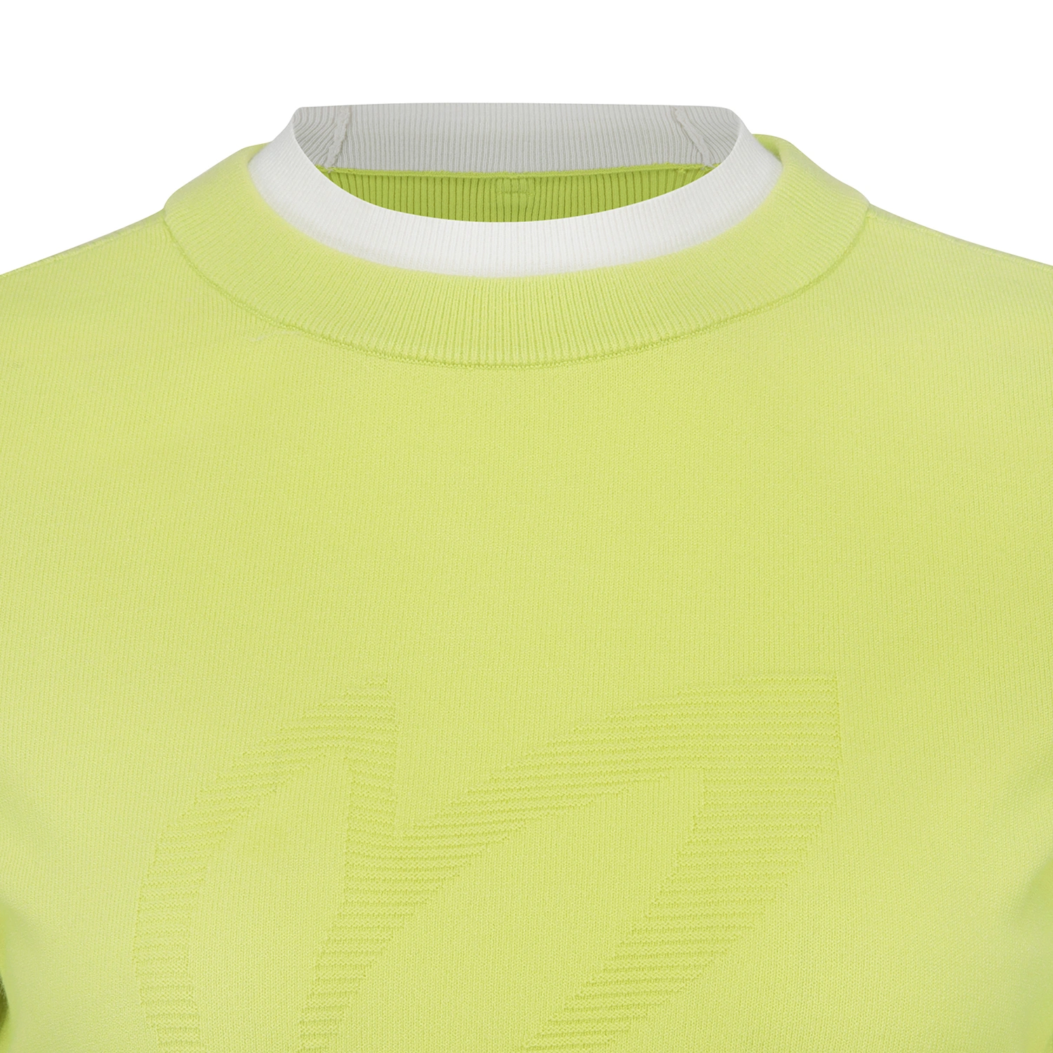 Áo knit golf nữ tay dài viền trắng màu xanh chanh — ảnh 3