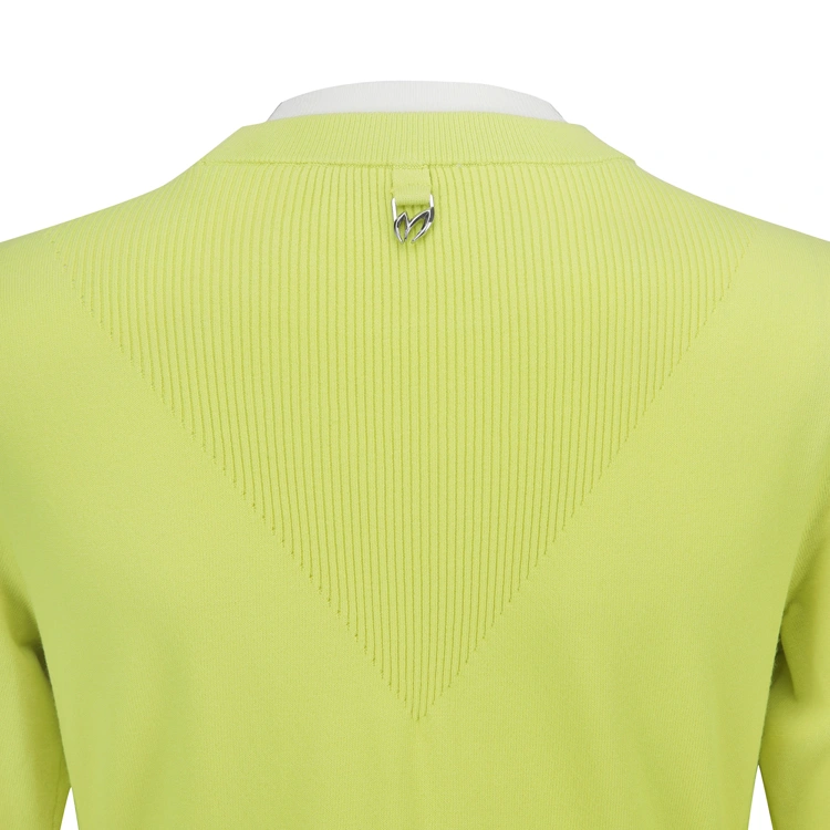 Áo knit golf nữ tay dài viền trắng màu xanh chanh — ảnh 5