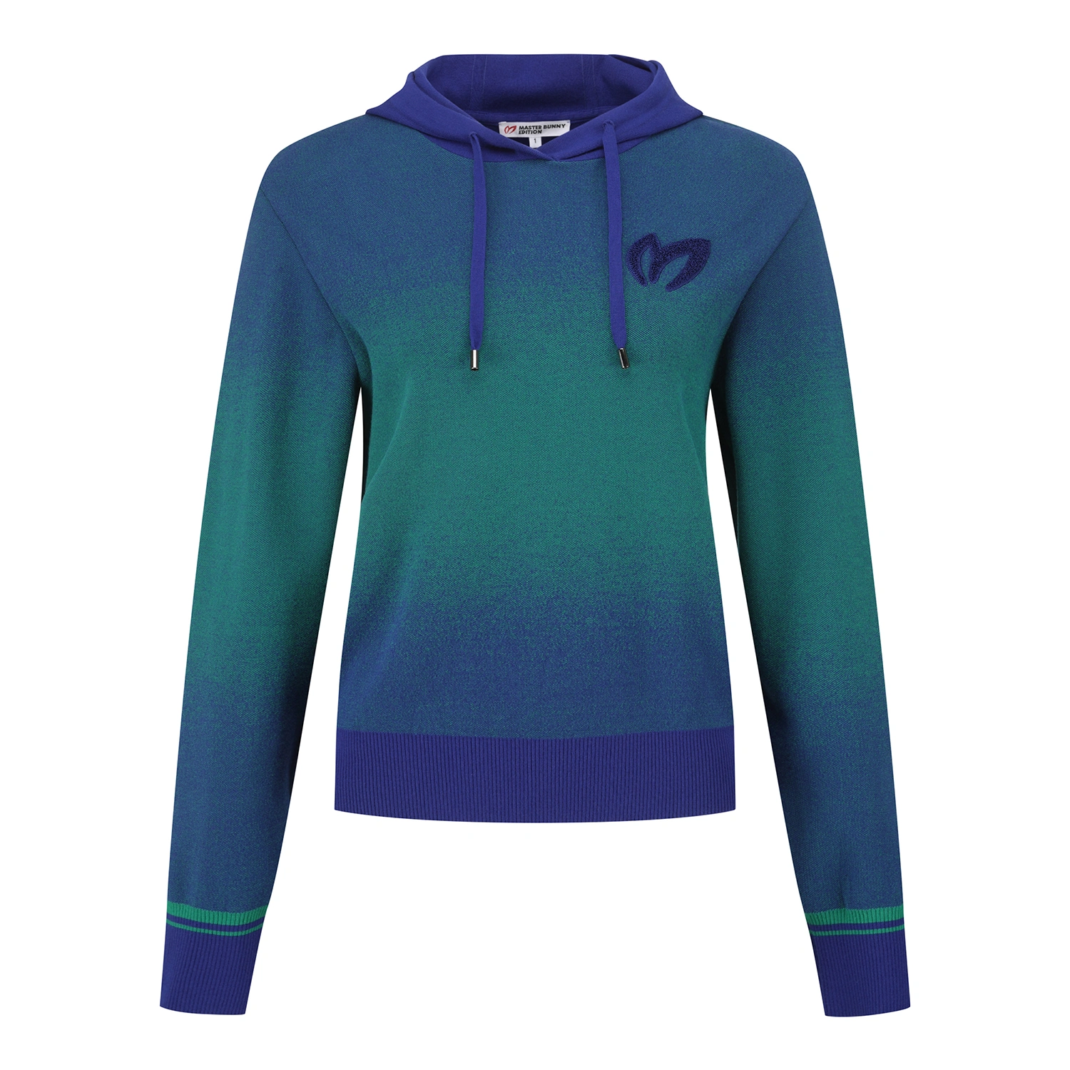 Áo knit golf nữ Master Bunny Edition xanh dương ombre có mũ tay dài