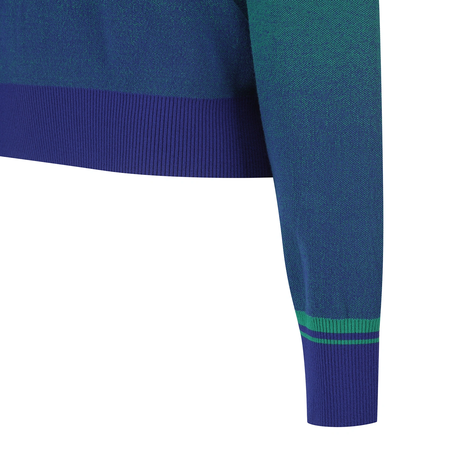 Áo knit golf nữ phối màu xanh dương ombre có mũ — ảnh 4