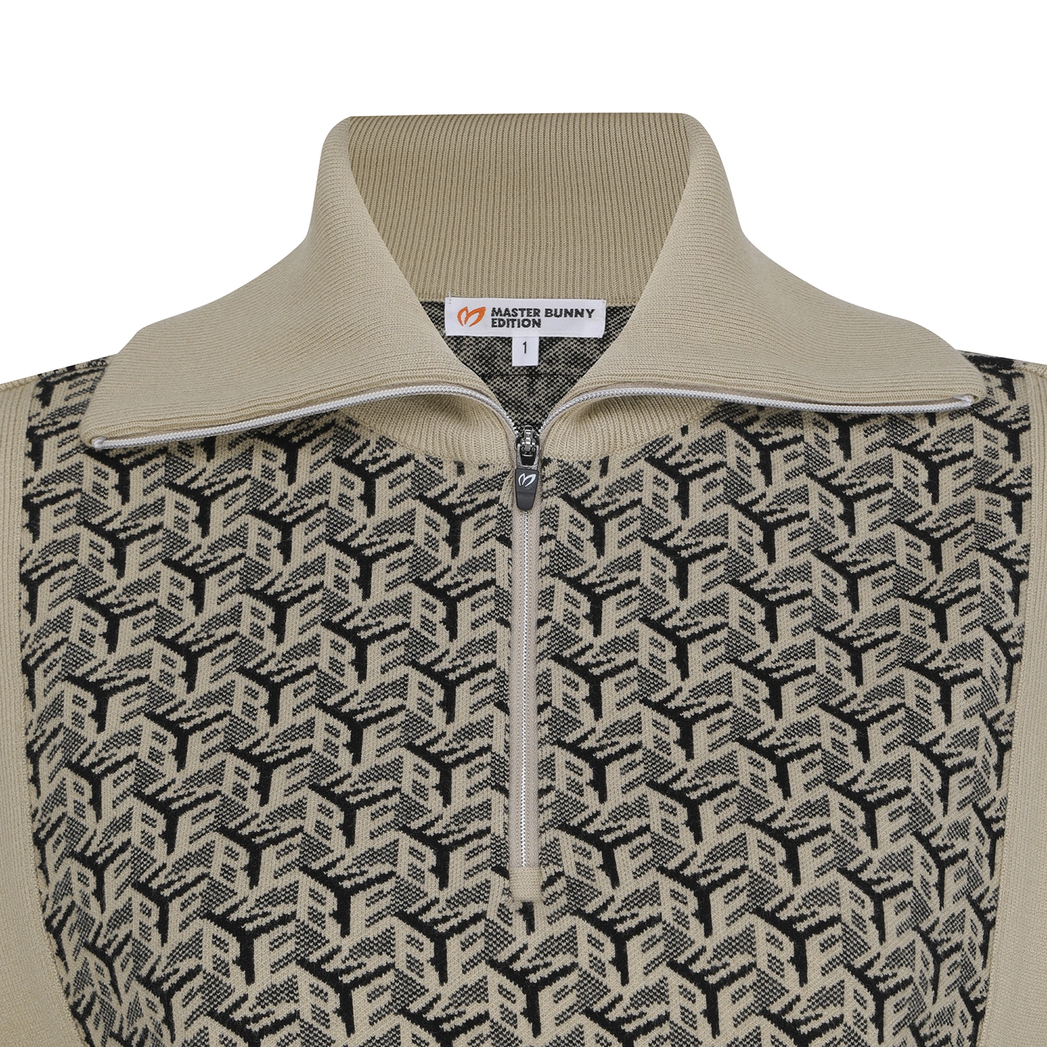 Áo vest golf nữ cổ cao họa tiết Monogram màu be — ảnh 4