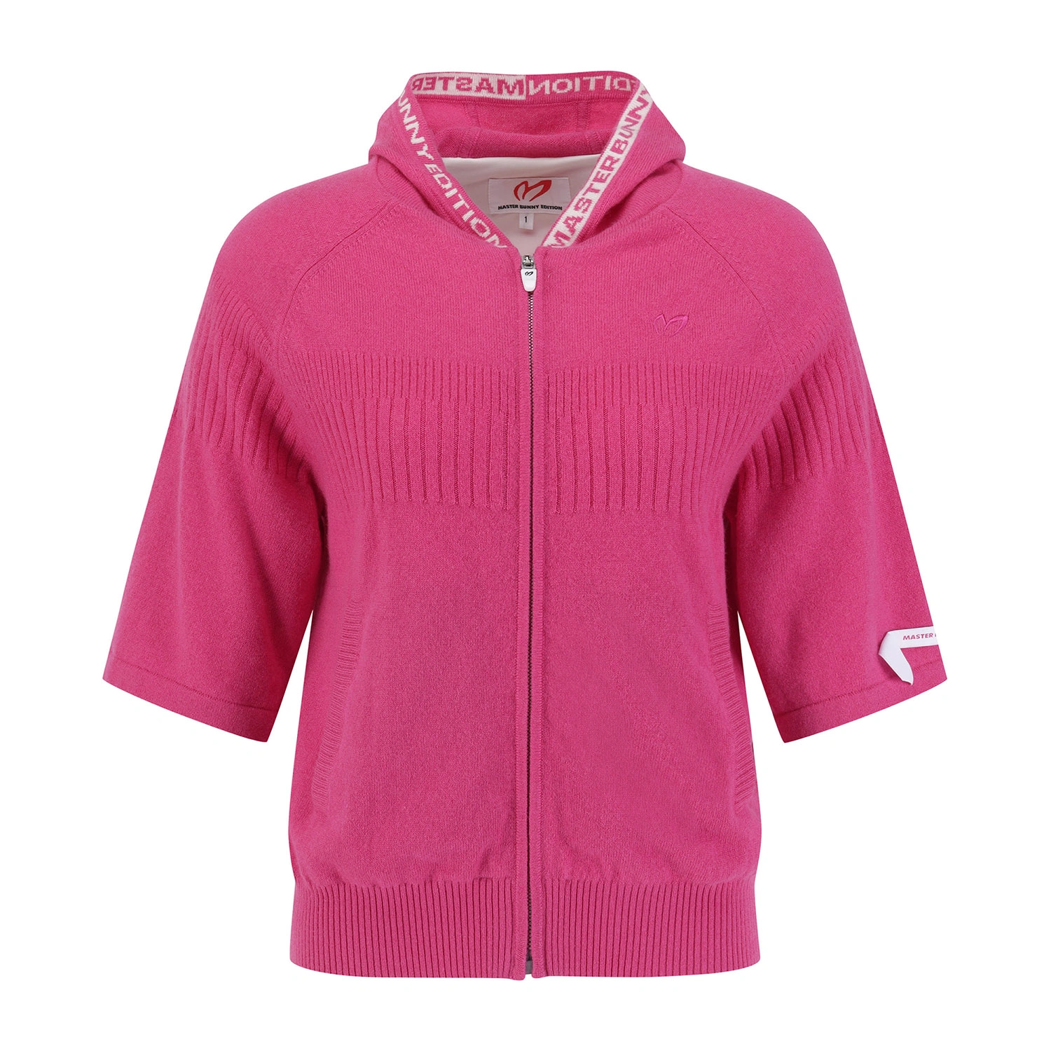 Áo knit golf nữ màu hồng tay lửng có khóa kéo Master Bunny Edition