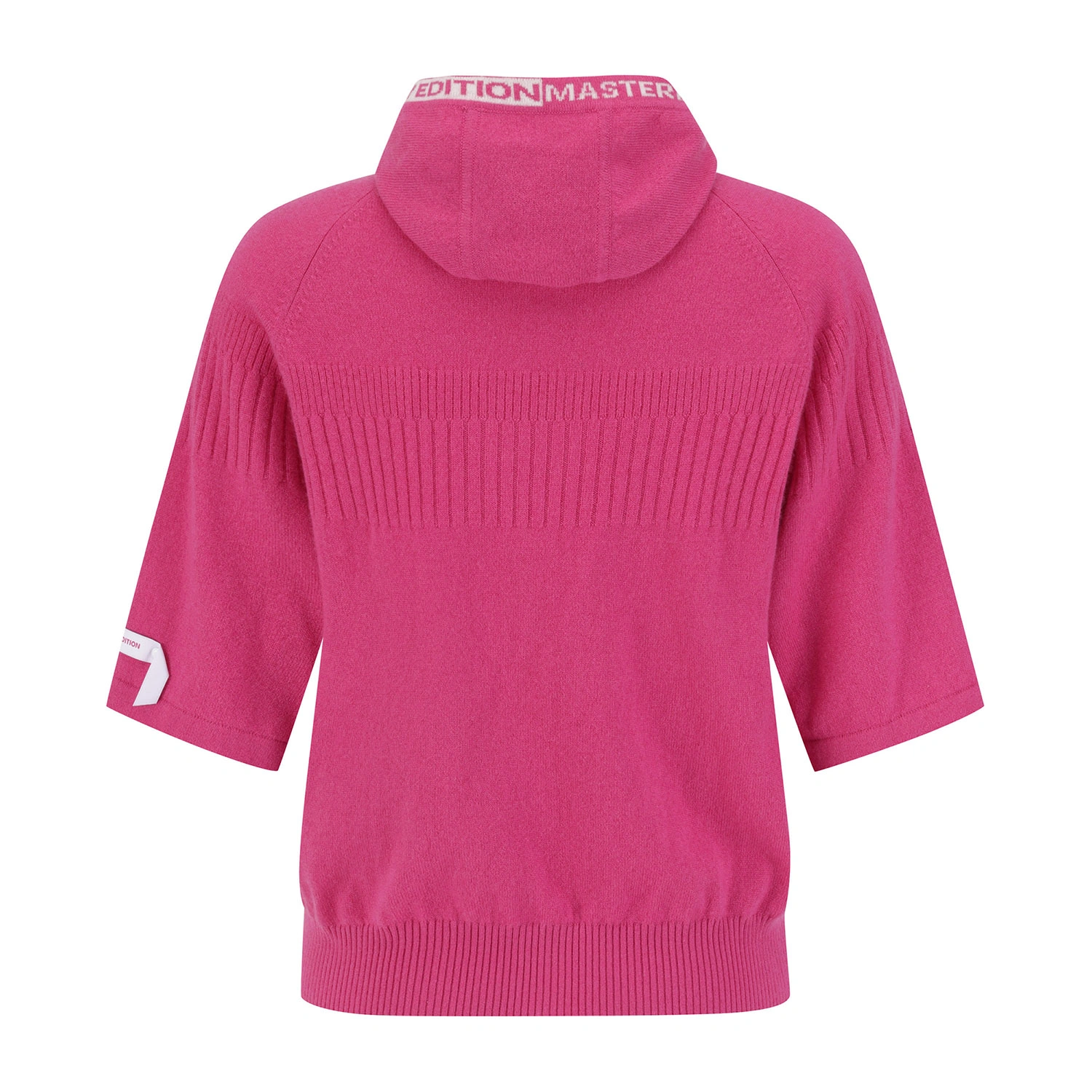 Áo knit golf nữ tay lửng có khóa màu hồng — ảnh 2