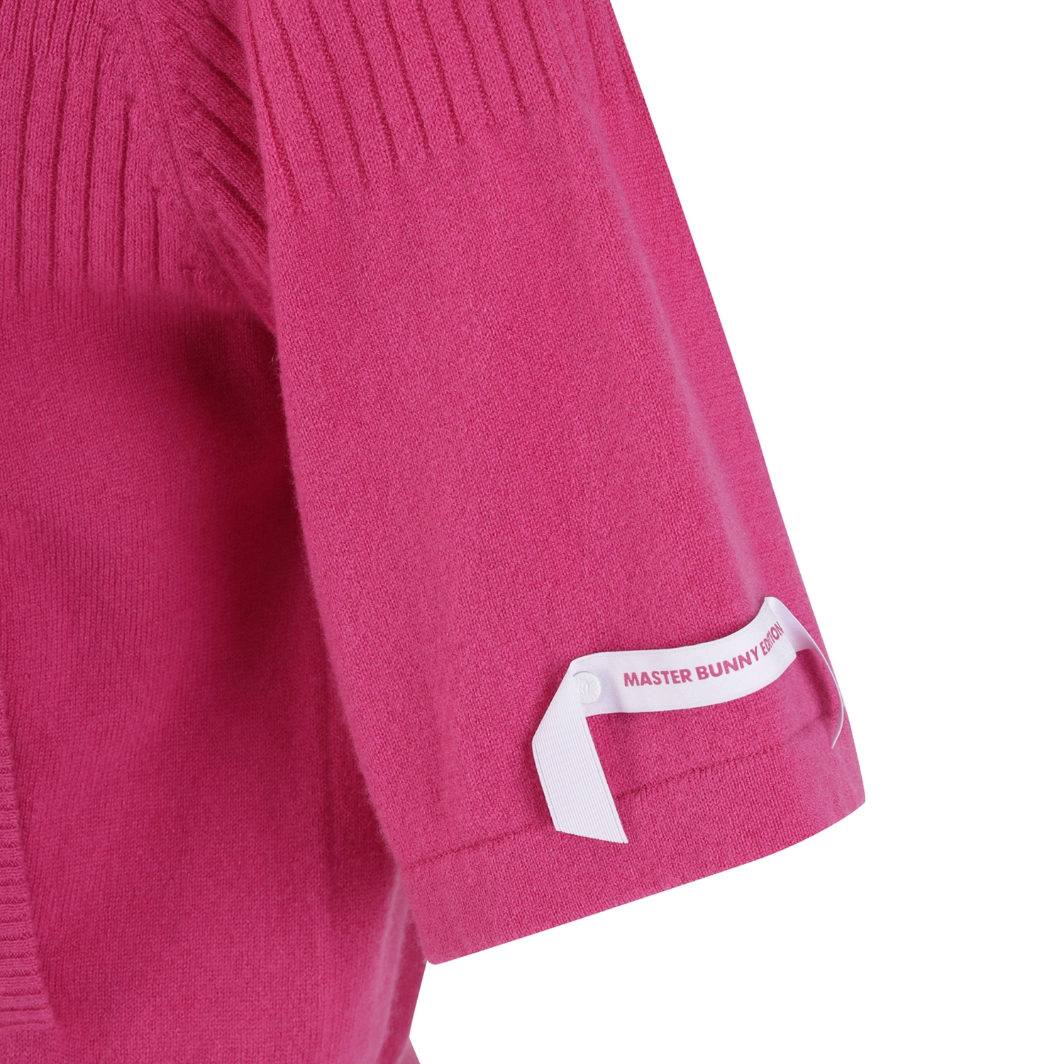 Áo knit golf nữ tay lửng có khóa màu hồng — ảnh 4
