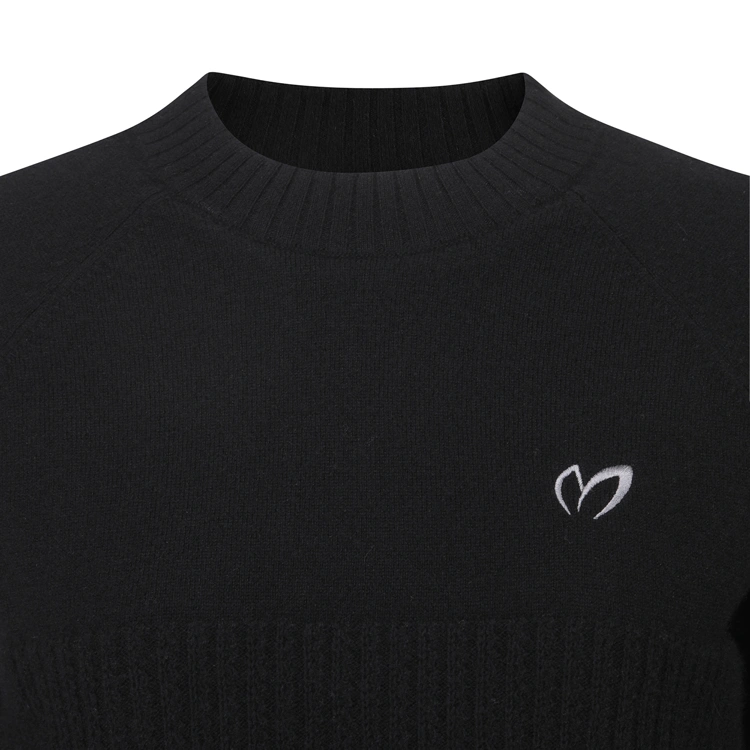 Áo knit golf nữ tay dài phối màu đen xám — ảnh 3