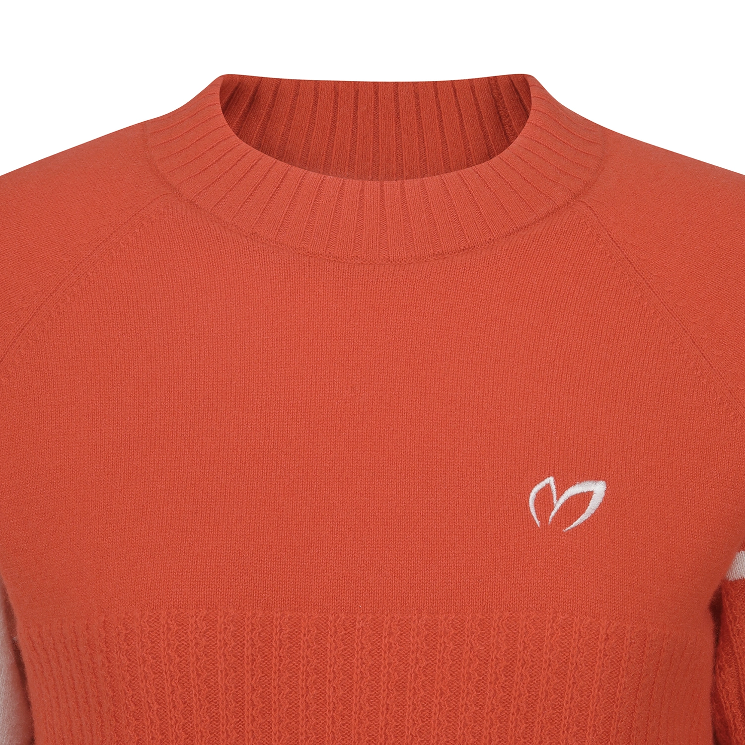 Áo knit golf nữ tay dài phối màu cam trắng — ảnh 4