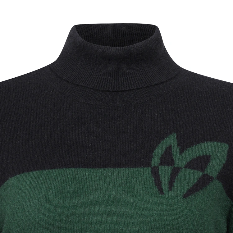 Áo knit golf nữ cổ lọ phối màu đen xanh — ảnh 3