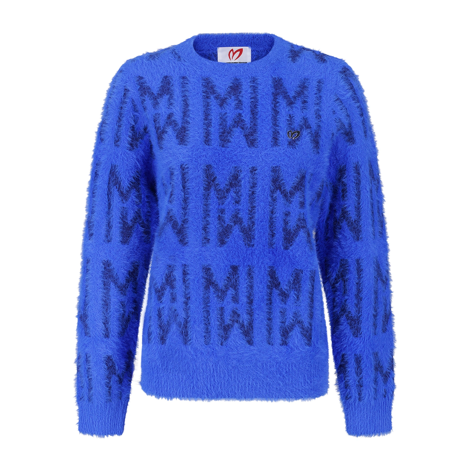 Áo knit golf nữ Master Bunny Edition màu xanh dương họa tiết chữ thêu độc đáo