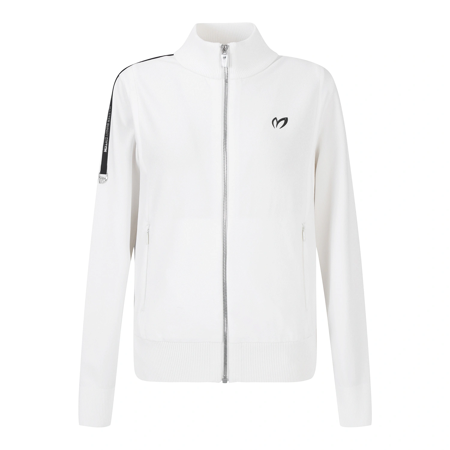 Áo knit golf nữ Master Bunny Edition trắng cổ cao khóa kéo full front