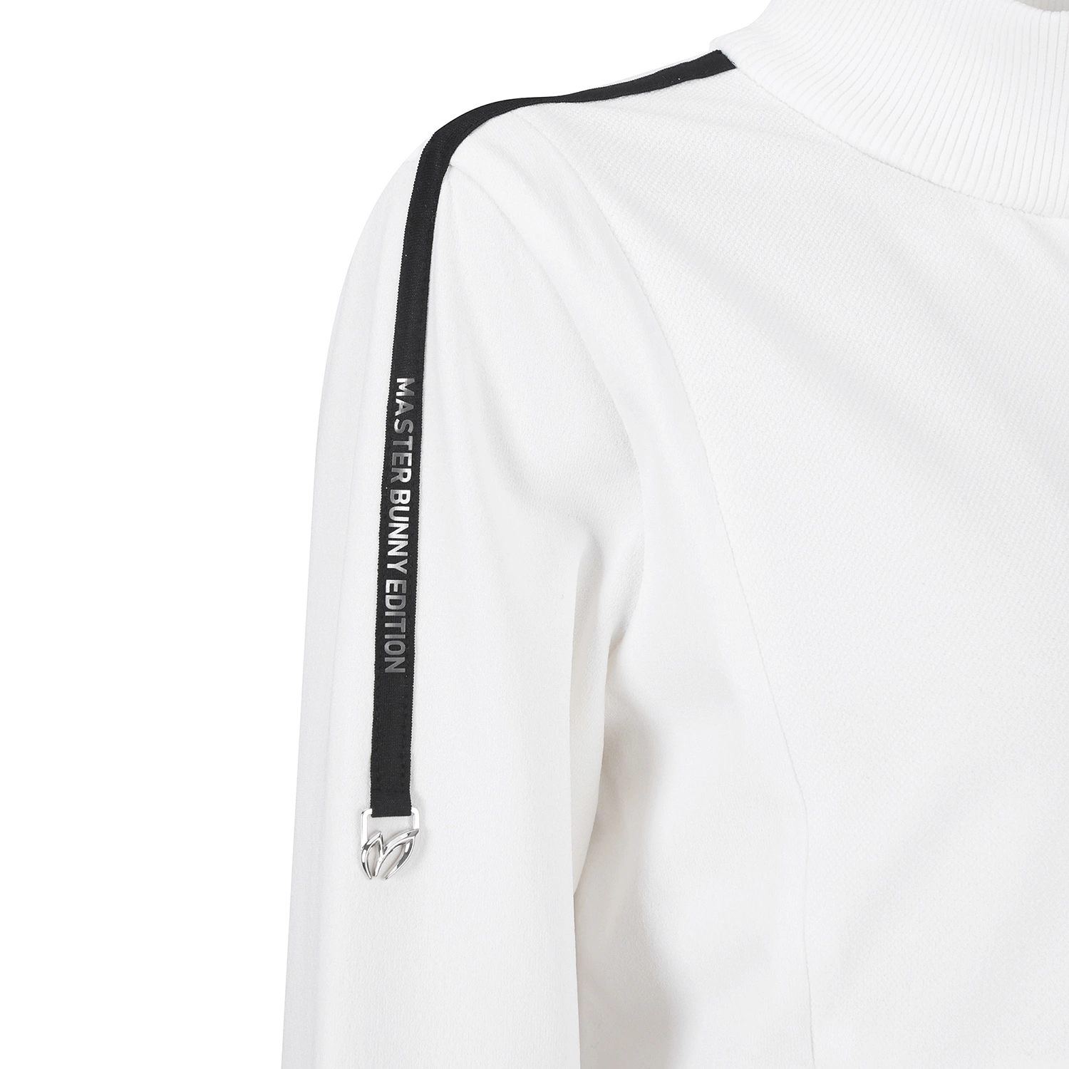 Áo knit golf nữ cổ cao khóa kéo màu trắng — ảnh 4