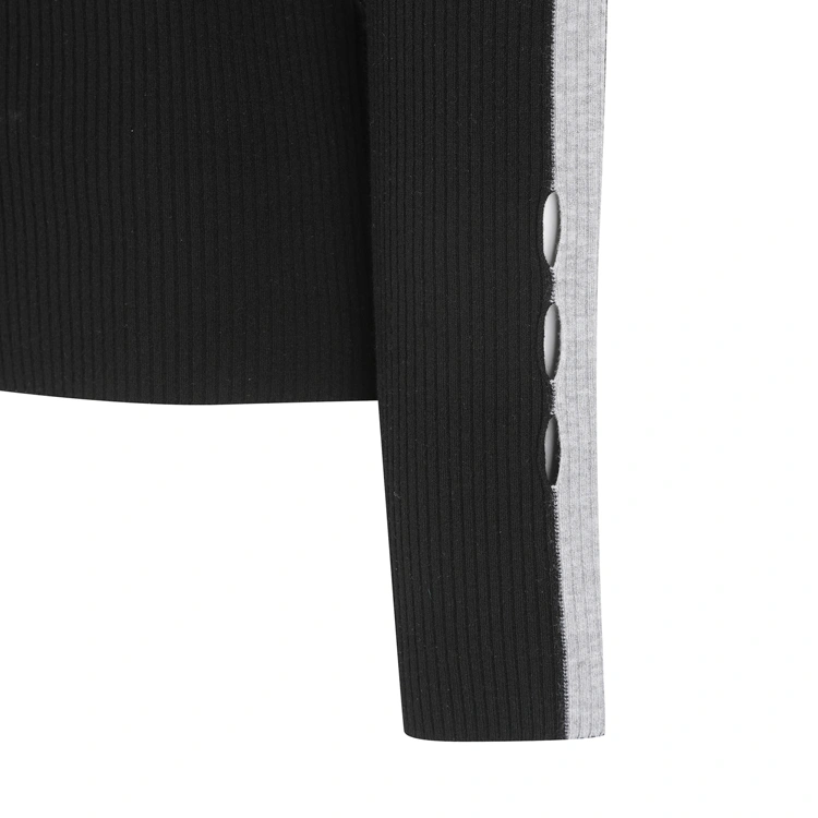 Áo knit golf nữ tay dài phối chữ ngang màu đen — ảnh 4