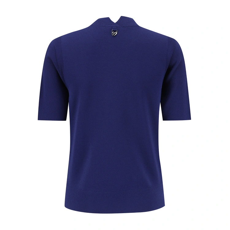 Áo knit golf nữ cổ tròn tay lỡ màu xanh dương — ảnh 2